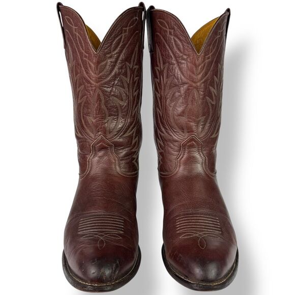 Nocona Vintage Western Cowboy Boots Brown Red Leather Mens 11 EE - Extra Wide - Picture 7 of 11